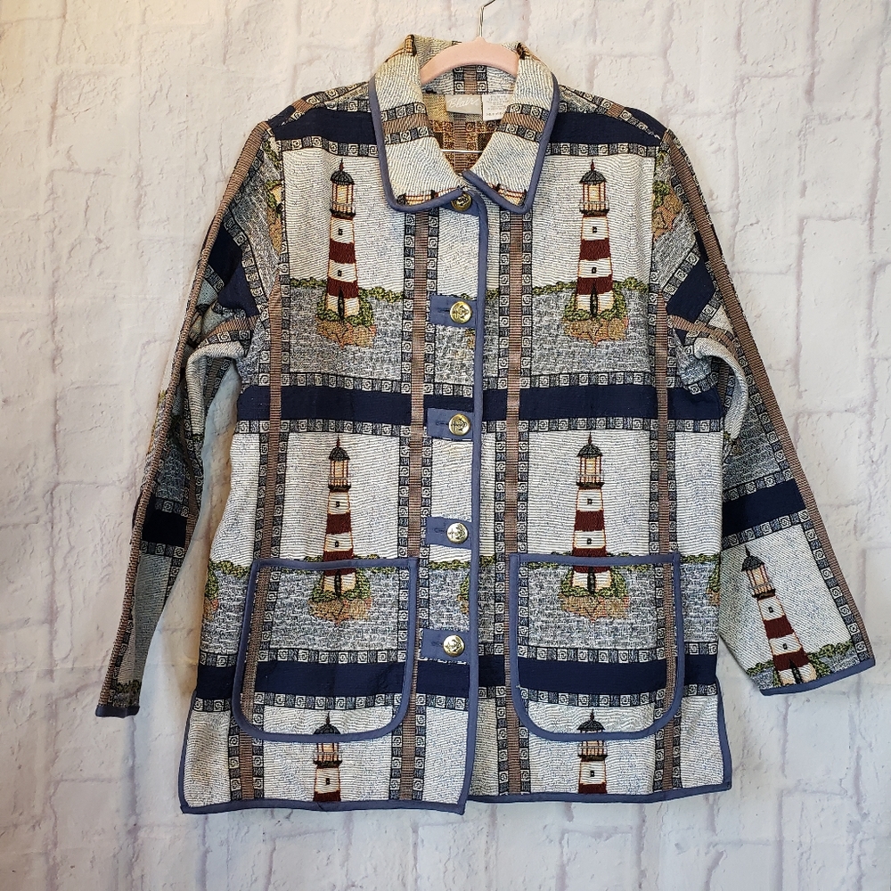 BLAIR VINTAGE Lighthouse Tapestry Blazer Jacket